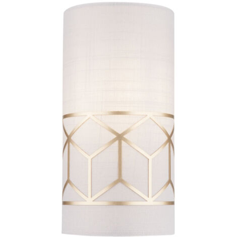 Applique Contemporanea Messina Metallo Oro 1 Luci Diffusore Lino Su Pvc