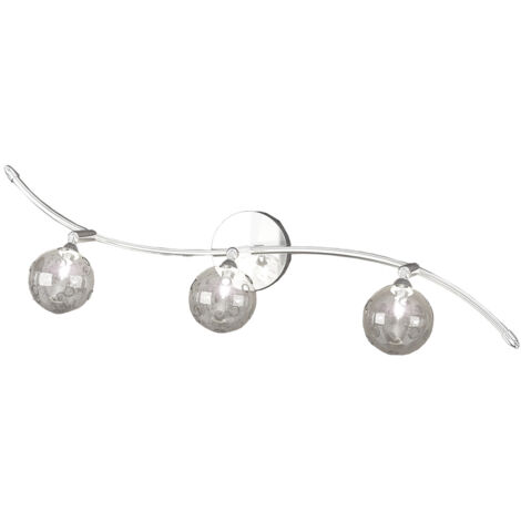 Applique Contemporanea Orizz Super Ball Metallo Cromo Vetro Pirex 3 Luci G9