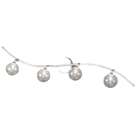 Applique Contemporanea Orizz Super Ball Metallo Cromo Vetro Pirex 4 Luci G9