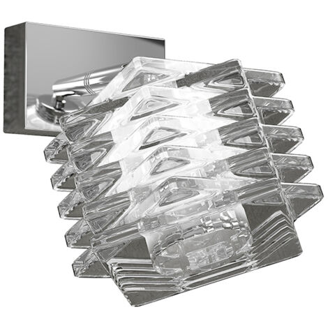Applique Contemporanea Rubik Metallo Cromo Diffusore Cristallo 1 Luce G9