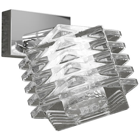 Applique Contemporanea Rubik Metallo Cromo Diffusore Cristallo 1 Luce G9