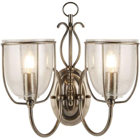 Applique Contemporanea Silhouette Acciaio Ottone Vetro 2 Luci E14