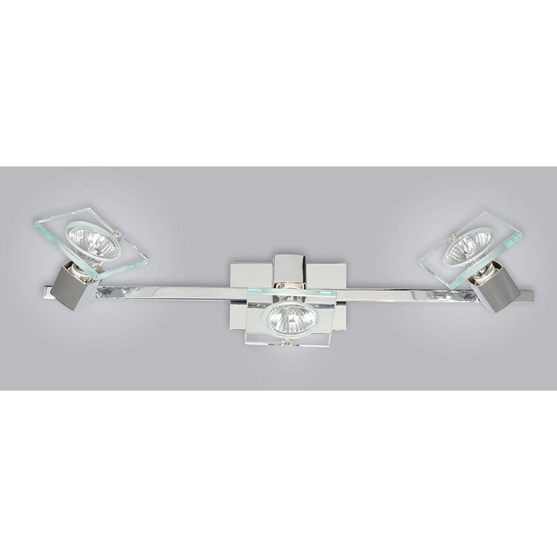 Image of Top-light - Applique Contemporanea Square Metallo Cromo Vetro Bianco Extrachiaro 3 Luci Gu10 - Bianco|Cromo