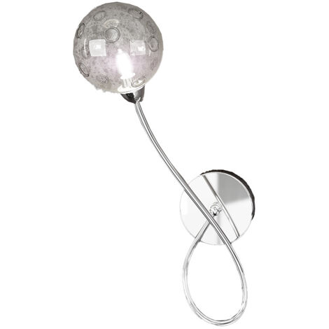 Applique Contemporanea Sx Super Ball Metallo Cromo Vetro Pirex 1 Luce G9