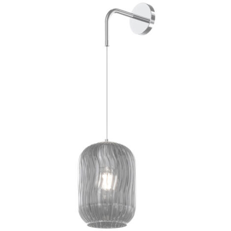 Applique Contemporanea Tender Metallo Cromo Vetro Fumè 1 Luce E27
