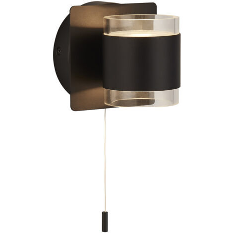 Applique Contemporanea Tumbler Acciaio Nero Policarbonato Bianco Led 3W 3000K