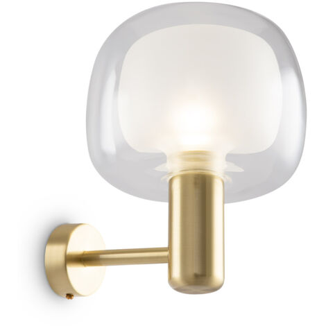 Applique Contemporanea Vision Alluminio Oro 1 Luce Diffusore In Vetro Trasp