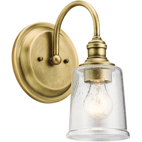 Applique Contemporanea Waverly Acciaio Ottone Naturale Vetro 1 Luce E27
