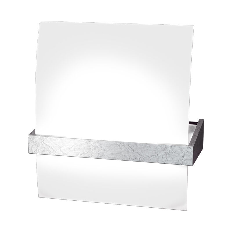 Image of Applique Contemporanea Wood Metallo Foglia Argento Vetro Bianco 1 Luce E27 - Bianco