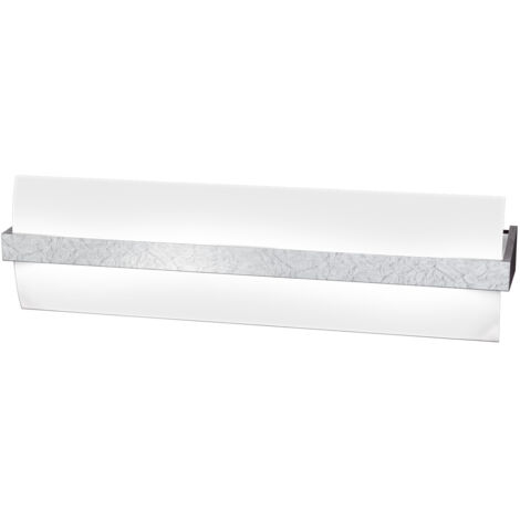 Applique Contemporanea Wood Metallo Foglia Argento Vetro Bianco 2 Luci E27 L50Cm