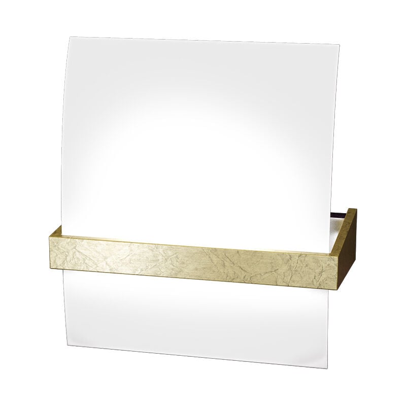 Image of Top-light - Applique Contemporanea Wood Metallo Foglia Oro Vetro Bianco 1 Luce E27 - Oro|Bianco