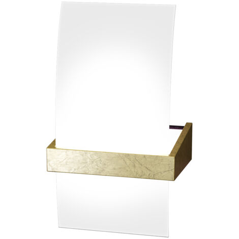 Applique Contemporanea Wood Metallo Foglia Oro Vetro Bianco 1 Luce G9