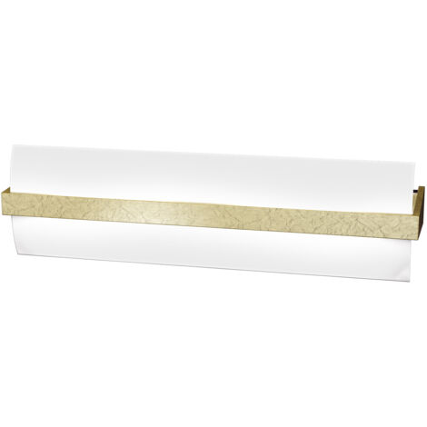 Applique Contemporanea Wood Metallo Foglia Oro Vetro Bianco 2 Luci E27 L50Cm