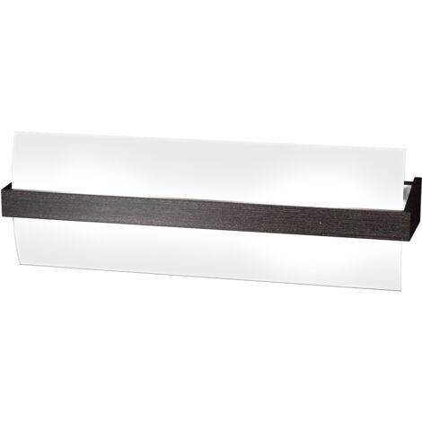 Applique Contemporanea Wood Metallo Nerowengè Vetro Bianco 2 Luci E27 L40Cm