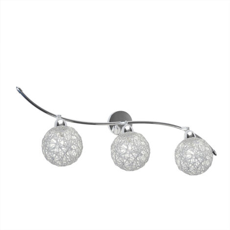 Applique Contemporaneo Orizz Willow Metallo Cromo Diffusore Alluminio 3 Luci G9