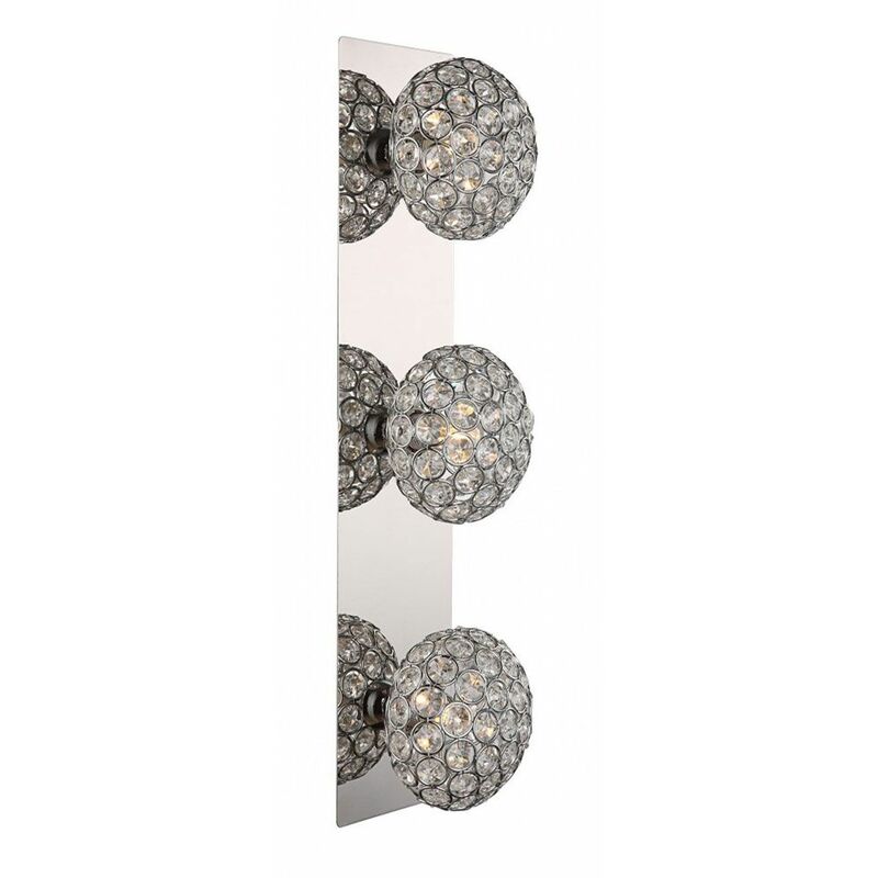 Image of Lampada da parete in cristallo argento Lampada da parete per soggiorno a sfera con decorazione in cristallo, effetto luce metallo argento, 3x G9, l