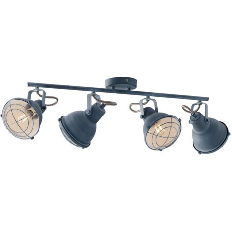 "Applique CUBA in metallo grigio stile industrial con quattro diffusori"