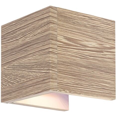 Applique cubo legno LED 7W rovere bianco Cinnamon Rabalux