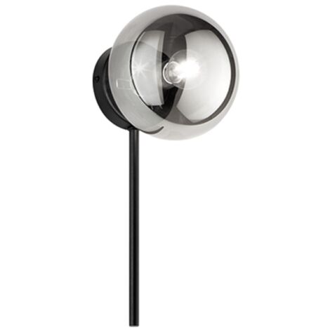 Applique D15 cm JEWEL in metallo Nero e diffusore in vetro soffiato Fume'