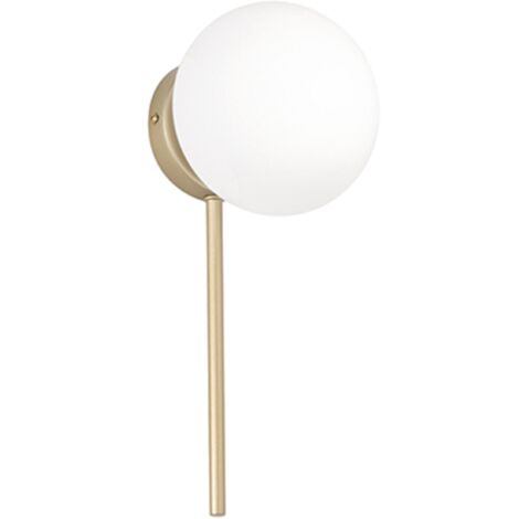 Applique D15 cm JEWEL in metallo Oro e diffusore in vetro soffiato Bianco satinato