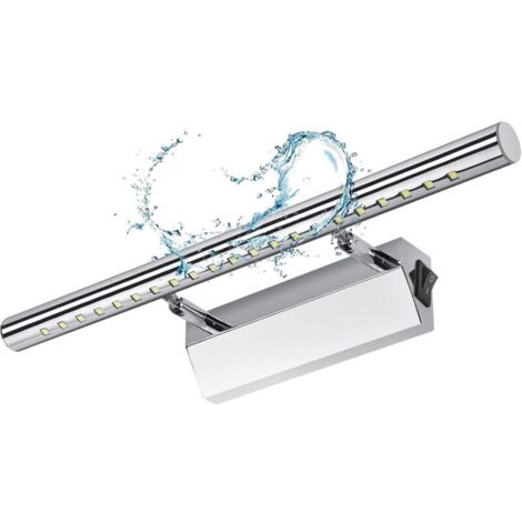 Applique da bagno da 40 cm con interruttore, luce LED da 5W, applique da bagno, luce decorativa, impermeabile IP44, orientabile a 180°, illuminazione decorativa per mobili.