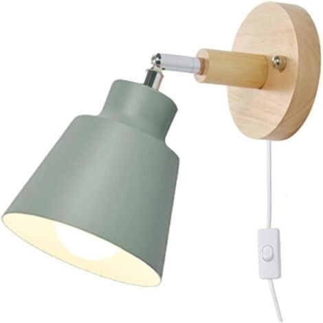 Applique da comodino - adatta per soggiorno, veranda, camera da letto, ecc. - 1 pezzo, verde, lampadina non inclusa.