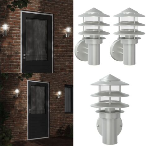Applique da Esterno 2 pz Argento in Acciaio Inossidabile - Illuminazione esterna - Lampada da giardino