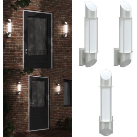 Applique da Esterno 2 pz Argento in Acciaio Inossidabile - Illuminazione esterna - Lampada da giardino