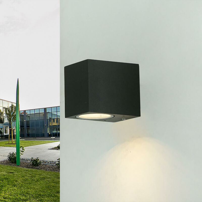 Image of Licht-erlebnisse - Applique da esterno aalborg design compatta color antracite GU10 Spot da muro lampada da parete - Antracite