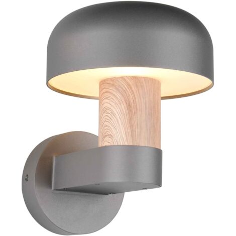 Applique da esterno, alluminio, antracite e legno, H 25 cm, Fraser