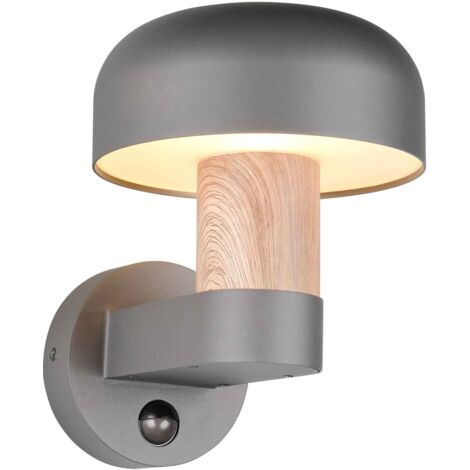 Applique da esterno c/sensore movimento, antracite e legno, H 25 cm, Fraser