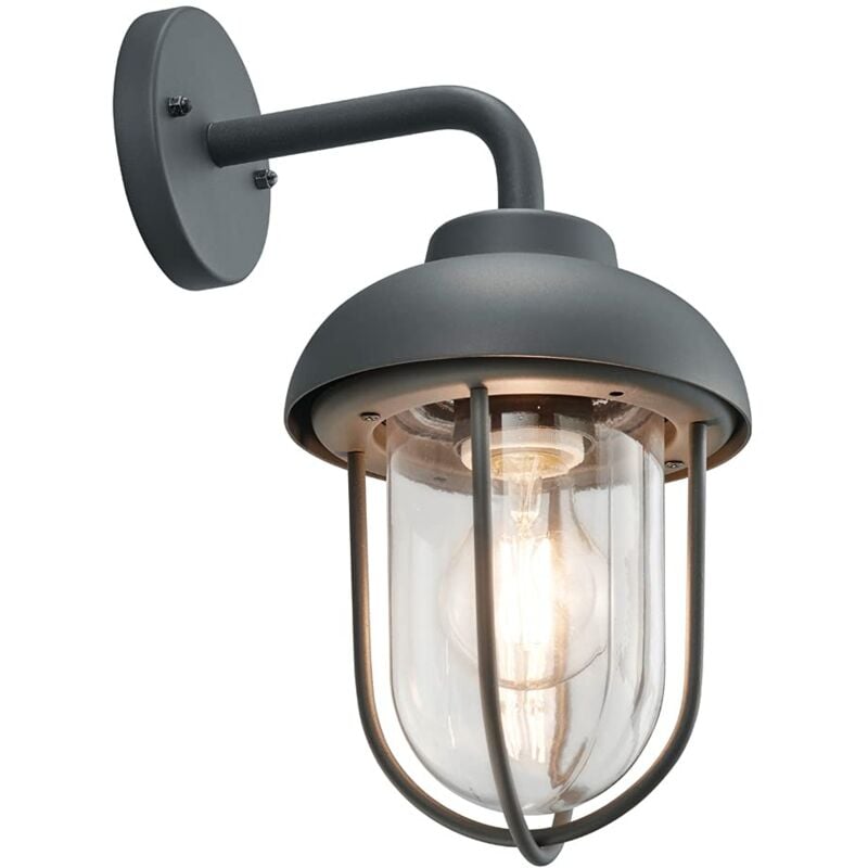 Duero applique da esterno down fusione di alluminio verniciata antracite con diffusore vetro trasparente IP44 H.33CM 1 luce attacco E27