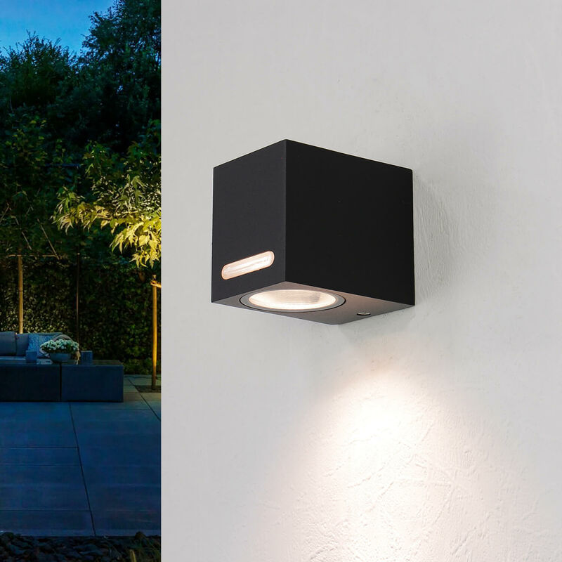 Image of Licht-erlebnisse - Applique da esterno Faretto spot dal design squadrato moderno in alluminio IP44 Lampada a muro lampada da parete - Grigio