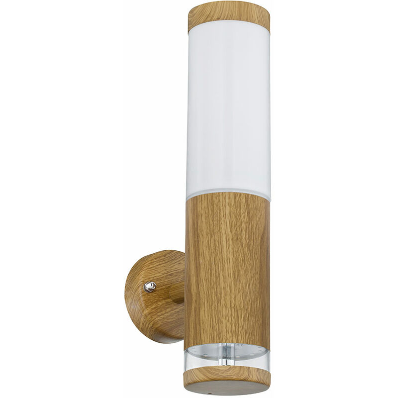 Image of Applique da esterno in acciaio inox Lampada esterno LED da balcone Lampada esterno parete, controllo tramite app ottica dimmerabile in legno con LED
