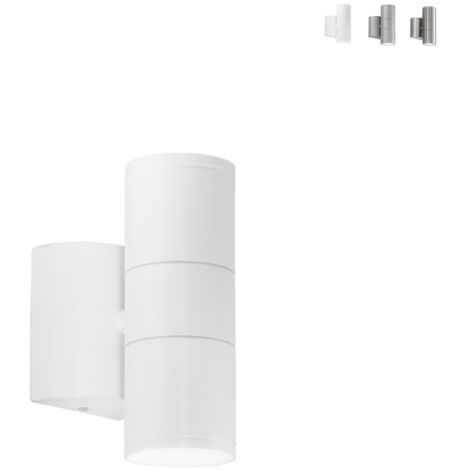 Applique da esterno JUMP in alluminio bianco con luce biemissione