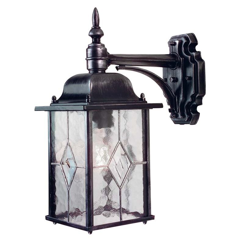 Image of Applique da esterno lampada da esterno applique da parete lanterna metallo vetro 1 fiamma IP23 cortile