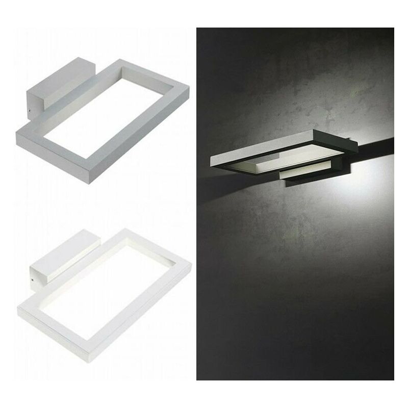 Image of Applique da Esterno Led Lampada Parete Illuminazione Giardino Cornice Deco Sovil Colore: Alluminio