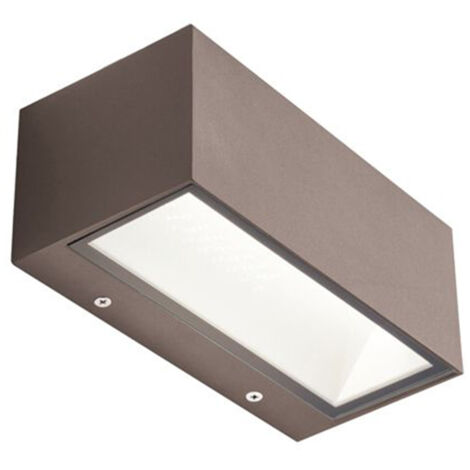 Applique Da Esterno Maxi Biemissione Box Alluminio Caffè 40W Led 3000K