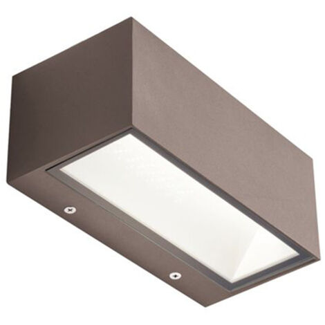 Applique Da Esterno Maxi Biemissione Box Alluminio Caffè 40W Led 4000K