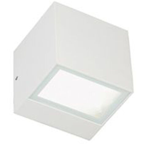 Applique Da Esterno Mini Biemissione Box Alluminio Bianco 5,5+5,5W Led 3000K