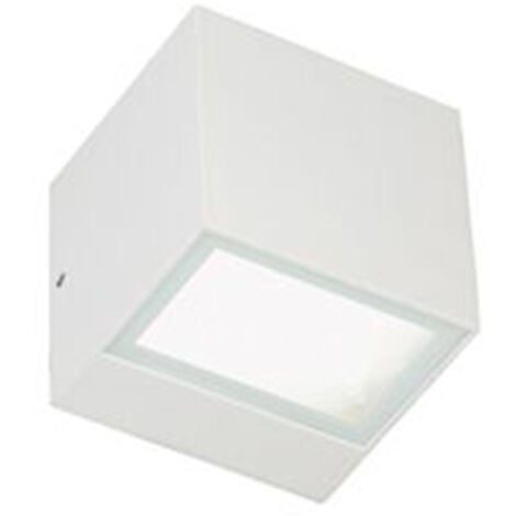 Applique Da Esterno Mini Biemissione Box Alluminio Bianco 5,5+5,5W Led 3000K