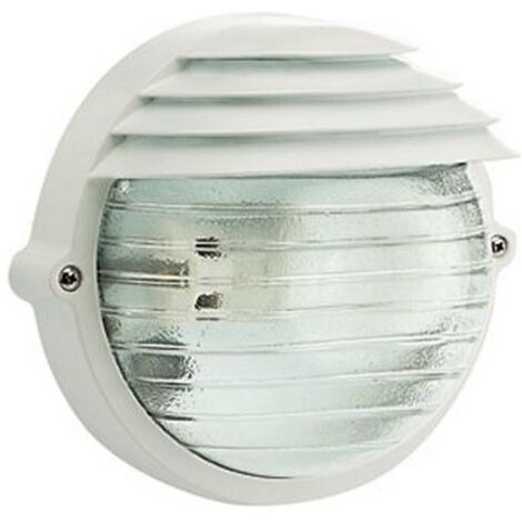 Applique Da Esterno Moderna Palpebra Tonda Alluminio E Vetro Bianco 1 Luce E27