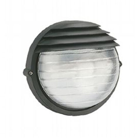 Applique Da Esterno Moderna Palpebra Tonda Alluminio E Vetro Nero 1 Luce E27