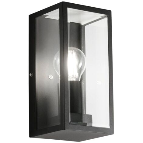 "Applique da esterno MONDRIAN in metallo nero e vetro"