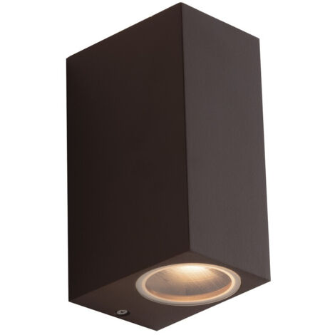 "Applique da esterno QUBO in alluminio bronzo con luce biemissione IP54"