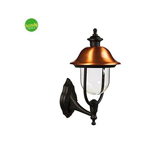 Applique da esterno verso l'alto greenlight calliope ip44 e27 nera - rame