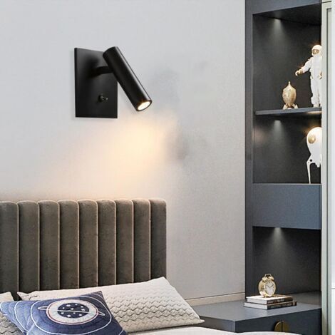Applique da interno a LED moderna, girevole a 90°, con interruttore, ideale per la lettura, la camera da letto o il soggiorno (4000k, bianca).