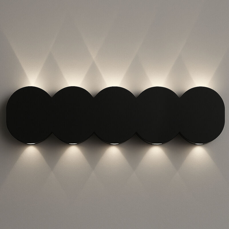 Applique da Muro 10 Led Lampada a Parete Nero con Luce Bianco Freddo 26x8x3cm