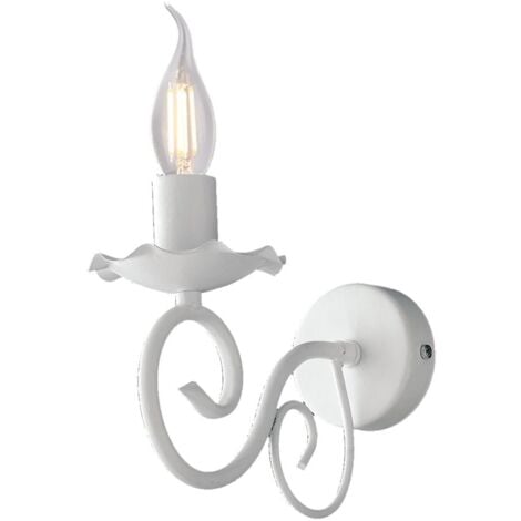 BONETTI ILLUMINA Applique da muro in ferro Bianco shabby una luce 17x h23 cm