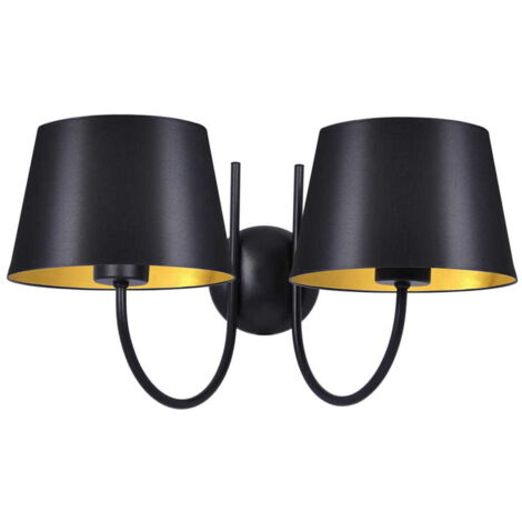 Applique da parete 2 luci nero-ottone Kaja Sasto K-4338